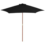 NNEVL Outdoor Parasol with Wooden Pole Black 270 cm