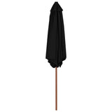 NNEVL Outdoor Parasol with Wooden Pole Black 270 cm