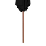 NNEVL Outdoor Parasol with Wooden Pole Black 270 cm