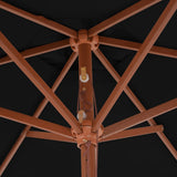 NNEVL Outdoor Parasol with Wooden Pole Black 270 cm