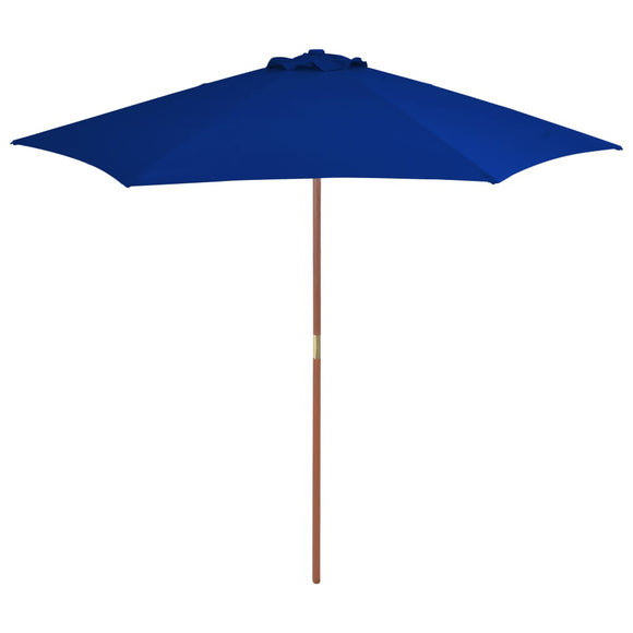 NNEVL Outdoor Parasol with Wooden Pole Blue 270 cm