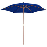 NNEVL Outdoor Parasol with Wooden Pole Blue 270 cm