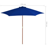 NNEVL Outdoor Parasol with Wooden Pole Blue 270 cm