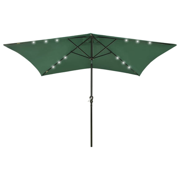 NNEVL Parasol with LEDs and Steel Pole Green 2x3 m