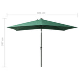 NNEVL Parasol with LEDs and Steel Pole Green 2x3 m