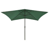 NNEVL Parasol with LEDs and Steel Pole Green 2x3 m