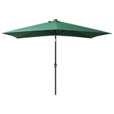 NNEVL Parasol with LEDs and Steel Pole Green 2x3 m