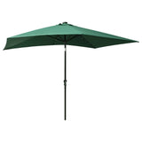 NNEVL Parasol with LEDs and Steel Pole Green 2x3 m
