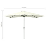 NNEVL Parasol with LEDs and Steel Pole Sand 2x3 m