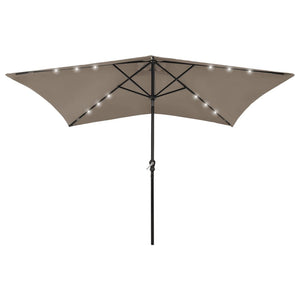 NNEVL Parasol with LEDs and Steel Pole Taupe 2x3 m