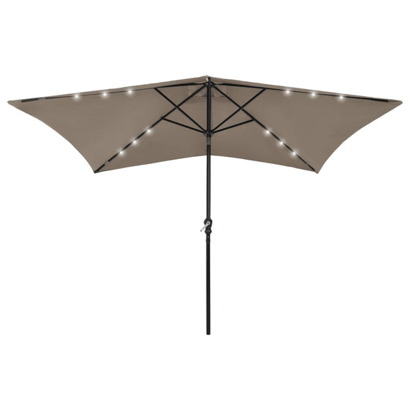 NNEVL Parasol with LEDs and Steel Pole Taupe 2x3 m