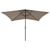 NNEVL Parasol with LEDs and Steel Pole Taupe 2x3 m