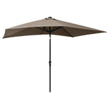 NNEVL Parasol with LEDs and Steel Pole Taupe 2x3 m