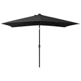 NNEVL Parasol with LEDs and Steel Pole Black 2x3 m