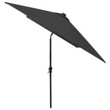 NNEVL Parasol with LEDs and Steel Pole Black 2x3 m