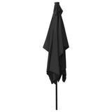 NNEVL Parasol with LEDs and Steel Pole Black 2x3 m