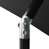 NNEVL Parasol with LEDs and Steel Pole Black 2x3 m