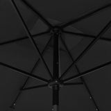 NNEVL Parasol with LEDs and Steel Pole Black 2x3 m