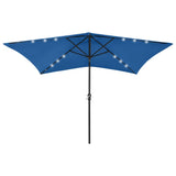 NNEVL Parasol with LEDs and Steel Pole Azure Blue 2x3 m