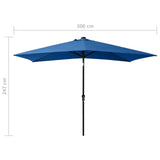 NNEVL Parasol with LEDs and Steel Pole Azure Blue 2x3 m