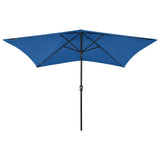NNEVL Parasol with LEDs and Steel Pole Azure Blue 2x3 m