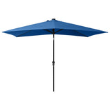 NNEVL Parasol with LEDs and Steel Pole Azure Blue 2x3 m