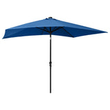 NNEVL Parasol with LEDs and Steel Pole Azure Blue 2x3 m