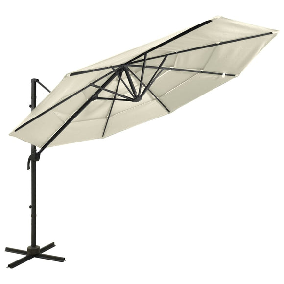 NNEVL 4-Tier Parasol with Aluminium Pole Sand 3x3 m