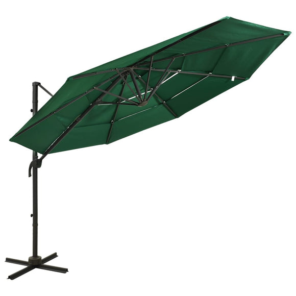 NNEVL 4-Tier Parasol with Aluminium Pole Green 3x3 m