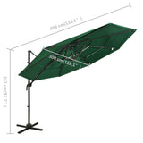 NNEVL 4-Tier Parasol with Aluminium Pole Green 3x3 m