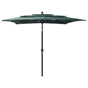 NNEVL 3-Tier Parasol with Aluminium Pole Green 2.5x2.5 m