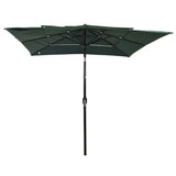 NNEVL 3-Tier Parasol with Aluminium Pole Green 2.5x2.5 m