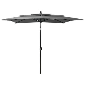 NNEVL 3-Tier Parasol with Aluminium Pole Anthracite 2.5x2.5 m