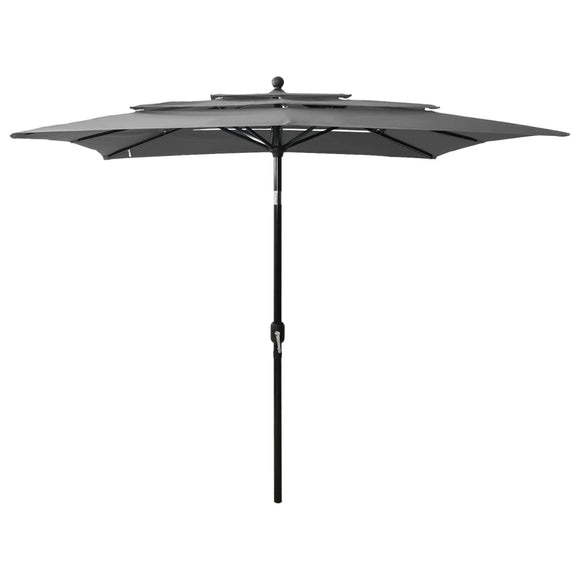 NNEVL 3-Tier Parasol with Aluminium Pole Anthracite 2.5x2.5 m