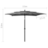 NNEVL 3-Tier Parasol with Aluminium Pole Anthracite 2.5x2.5 m