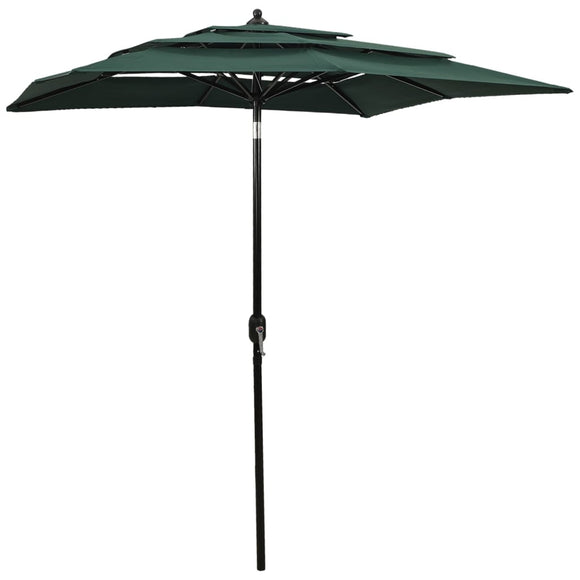 NNEVL 3-Tier Parasol with Aluminium Pole Green 2x2 m