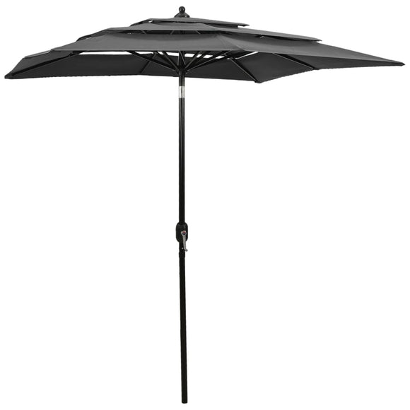 NNEVL 3-Tier Parasol with Aluminium Pole Anthracite 2x2 m
