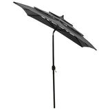 NNEVL 3-Tier Parasol with Aluminium Pole Anthracite 2x2 m