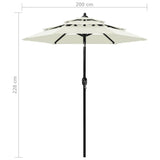 NNEVL 3-Tier Parasol with Aluminium Pole Sand 2 m