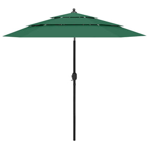 NNEVL 3-Tier Parasol with Aluminium Pole Green 2.5 m