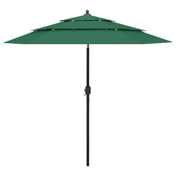 NNEVL 3-Tier Parasol with Aluminium Pole Green 2.5 m