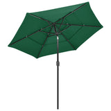 NNEVL 3-Tier Parasol with Aluminium Pole Green 2.5 m