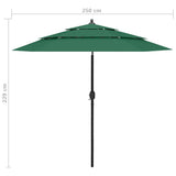 NNEVL 3-Tier Parasol with Aluminium Pole Green 2.5 m