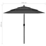 NNEVL 3-Tier Parasol with Aluminium Pole Anthracite 2.5 m