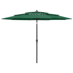 NNEVL 3-Tier Parasol with Aluminium Pole Green 3 m