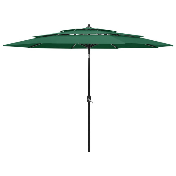 NNEVL 3-Tier Parasol with Aluminium Pole Green 3 m