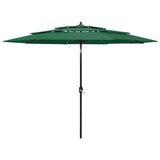 NNEVL 3-Tier Parasol with Aluminium Pole Green 3 m
