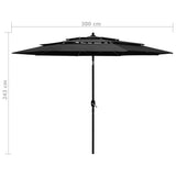 NNEVL 3-Tier Parasol with Aluminium Pole Anthracite 3 m
