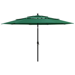 NNEVL 3-Tier Parasol with Aluminium Pole Green 3.5 m