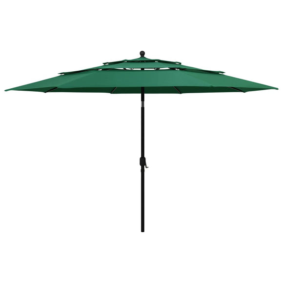 NNEVL 3-Tier Parasol with Aluminium Pole Green 3.5 m